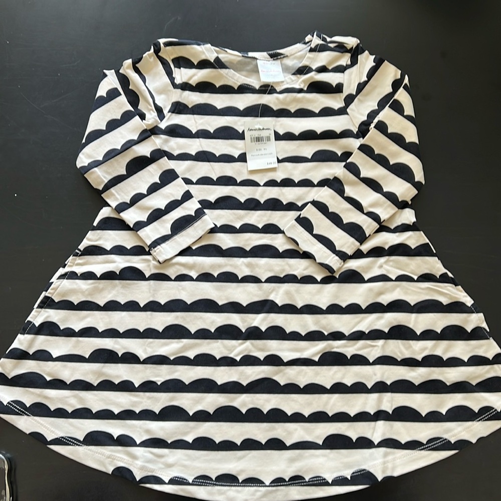 Hanna Andersson long sleeve scallop striped dress.